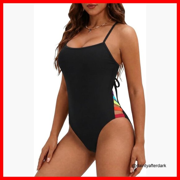 One Piece Swimsuit with Strappy Backless Design and Scoop Neck